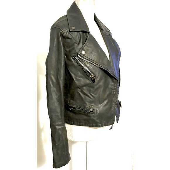 Blank NYC metro chic Moto biker jacket black vegan leather like new - Small - Picture 3 of 12
